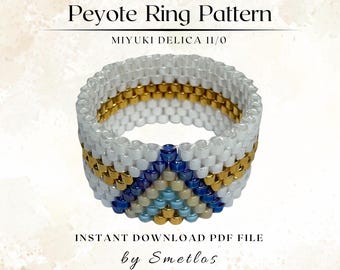 Lunar Blau Peyote Ring Muster, Miyuki Perlen Ring Muster, Miyuki Perlen Ringe, PDF Perlenarbeiten, DIY Peyote Ring