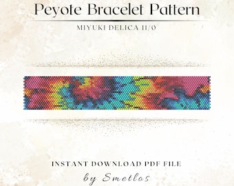 Chromafluss Peyote Armband Muster, Even Count Seed Bead Cuff, Miyuki Delica 11/0 PDF Anleitung, Schmuckdesign mit Farbverlauf