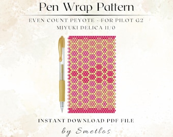 Patrón de envoltura luminosa para bolígrafo con cuentas, patrón de cuentas Miyuki, envoltura para bolígrafo con cuentas de semillas, funda para bolígrafo Peyote, patrón de abalorios DIY, PDF de abalorios