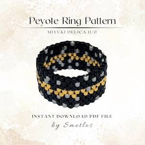 Dark Gold Ring Peyote Ring Pattern, Beaded Ring Pattern, Miyuki Beading Pattern, PDF Beadwork Chart, DIY Peyote Ring