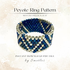 Even Count Peyote Ring Pattern, Beaded Ring Pattern, Miyuki Beading Pattern, PDF Beadwork Chart, DIY Peyote Ring, Zig Zag Ring