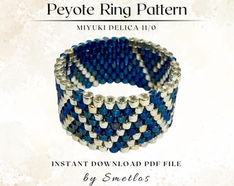 Even Count Peyote Ring Pattern, Beaded Ring Pattern, Miyuki Beading Pattern, PDF Beadwork Chart, DIY Peyote Ring, Zig Zag Ring