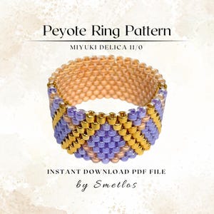Elegant Aura Peyote Ring Pattern, Beaded Ring Pattern, Miyuki Beading Pattern, PDF Beadwork Chart, DIY Peyote Ring