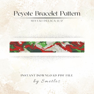 Hollytide Peyote Bracelet Pattern, Beaded Bracelet Pattern, Miyuki Beading Pattern, PDF Beadwork Chart, DIY Peyote Bracelet
