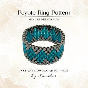 Icy Mosaic Peyote Ring Pattern, Beaded Ring Pattern, Miyuki Beading Pattern, PDF Beadwork Chart, DIY Peyote Ring