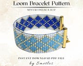 Blue Ombre Seed Bead Bracelet Pattern, Loom Beading Pattern PDF, Miyuki Delica Cuff Bracelet, Bead Loom Tutorial