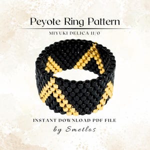Golden Triangles Peyote Ring Pattern, Beaded Ring Pattern, Miyuki Beading Pattern, PDF Beadwork Chart, DIY Peyote Ring