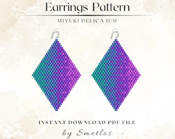 Miyuki Seed Bead Earrings Pattern: Brick Stitch PDF Beading (Digital Download)