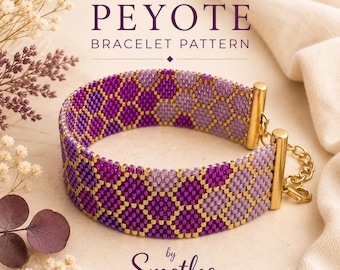 Purple Seed Bead Bracelet Pattern, Peyote Stitch Even Count PDF, Miyuki Delica 11/0 Cuff, Honeycomb Jewelry Tutorial