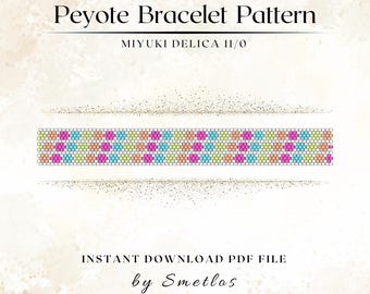 Peyote Bracelet Pattern - Beaded Bracelet PDF, Miyuki Delica 11/0 Seed Bead Pattern, DIY Beading Tutorial, Odd Count - Coloring