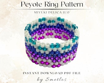 Elma Ring Peyote Ring Pattern, Beaded Ring Pattern, Miyuki Beading Pattern, PDF Beadwork Chart, DIY Peyote Ring