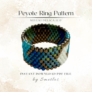 Even Count Peyote Ring Pattern, Beaded Ring Pattern, Miyuki Beading Pattern, PDF Beadwork Chart, DIY Peyote Ring, Arrow Ring