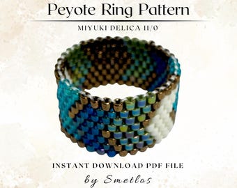 Even Count Peyote Ring Pattern, Beaded Ring Pattern, Miyuki Beading Pattern, PDF Beadwork Chart, DIY Peyote Ring, Arrow Ring