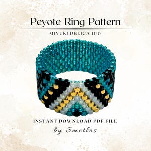 Green Dream Peyote Ring Pattern, Beaded Ring Pattern, Miyuki Beading Pattern, PDF Beadwork Chart, DIY Peyote Ring