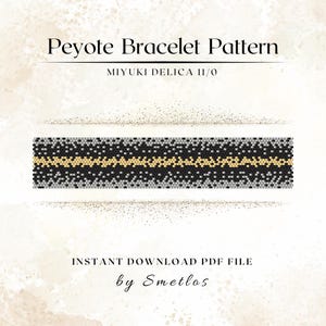 Beaded Bracelet Pattern, Peyote Stitch Even Count Cuff, Miyuki Delica 11/0 Seed Bead PDF, Dark Gold Jewelry Tutorial, Instant Download