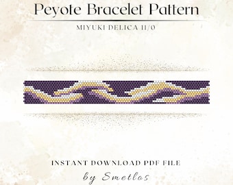 Mönster för Peyote-armband - Pärlarmband i PDF-format, Miyuki Delica 11/0-fröpärlmönster, DIY-pärlhandledning, Udda antal - Purple Road