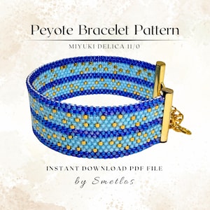 Even Count Peyote Armband Muster, Perlen Armband Muster, Miyuki Perlen Armband Muster, PDF Perlenarbeit Tabelle - Blaues Twilight Armband