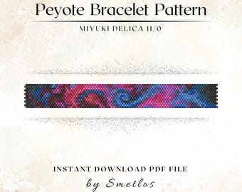 Odd Count Peyote Bracelet Pattern, Seed Bead Cuff PDF, Miyuki Delica 11/0 Beading Tutorial, Swirling Galaxy Design