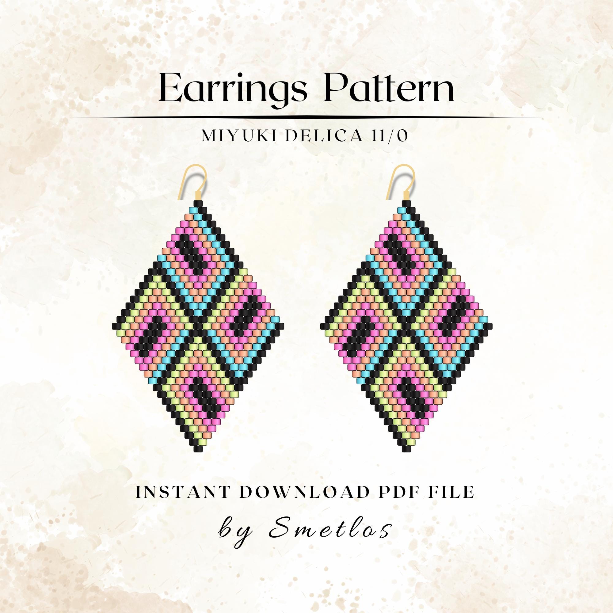 Luminous Geometry Beaded Earrings Pattern, Miyuki Earrings, Seed Bead Earrings, Brick Stitch, Beadwork PDF, DIY Beading Pattern
