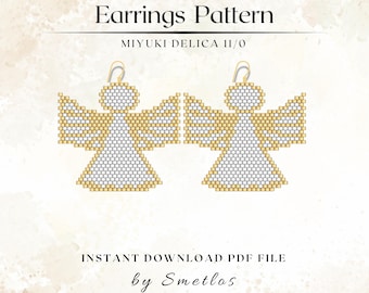 Patrón de pendientes de ángel con cuentas, Miyuki Delica, punto ladrillo (PDF)