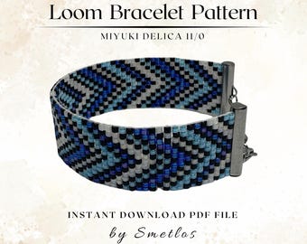 Silber Wave Loom Armband Muster, Perlen Webstuhl Muster, Miyuki Delica Samen Perlen Armband PDF, Geometrische Manschette Anleitung, sofort Download