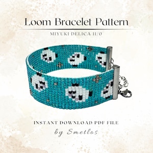 Loom Bracelet Pattern, Bead Loom Pattern, Miyuki Delica Seed Bead Bracelet PDF, Panda Cuff Tutorial, Instant Download