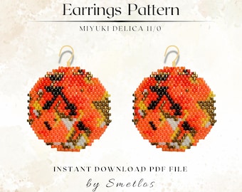 Sun Beaded Earrings Pattern, Miyuki Earrings, Seed Bead Earrings, Brick Stitch, Beadwork PDF, DIY Beading Pattern