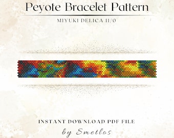 Peyote-armbandpatroon magische jungle, pdf-kralenarmband met zaadkralen, Miyuki Delica 11/0, tutorial oneven tellingen, DIY-sieraden