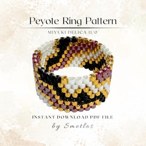 Even Count Peyote Ring Pattern, Beaded Ring Pattern, Miyuki Beading Pattern, PDF Beadwork Chart, DIY Peyote Ring, Inferno Ring