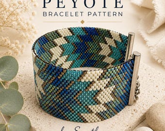 Geometric Arrow Peyote Bracelet Pattern, Miyuki Delica Beaded Cuff (PDF Download)