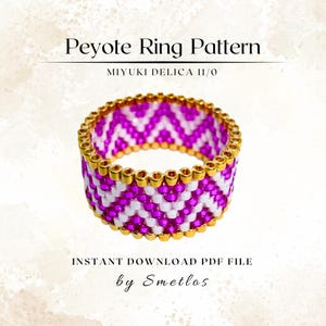 Purple Ring Peyote Ring Pattern, Beaded Ring Pattern, Miyuki Beading Pattern, PDF Beadwork Chart, DIY Peyote Ring