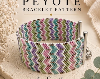 Auraline Peyote-Armbandmuster, Peyote-Stich mit gerader Perlenanzahl, Miyuki Delica Perlenarmband-PDF, Manschettenanleitung, Sofort-Download