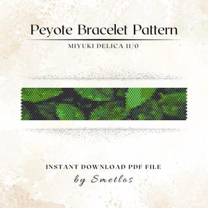 Green Leaves Peyote Bracelet Pattern, Beaded Bracelet Pattern, Miyuki Beading Pattern, PDF Beadwork Chart, DIY Peyote Bracelet