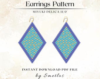 Blue Twilight Earrings Beaded Earrings Pattern, Miyuki Earrings, Seed Bead Earrings, Brick Stitch, Beadwork PDF, DIY Beading Pattern