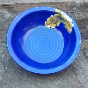 Large Serving Bowl, Ready to Ship Serving Bowl, Ceramic Serving Bowl, Serving Bowl, Mixing Bowl, Cobalt Pottery Bowl, Oak and Acorn