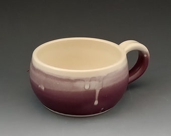 Pottery Soup Mug, Free Shipping, Pottery Soup Bowl, Soup Bowl with Handle, Soup Crock, Cappuccino, Ready to Ship