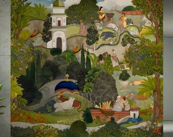 Jaipur Garten Tapete zum Abziehen und Aufkleben: Grünes Wald Wandbild