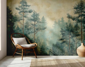Vintage Woodland Peel Stick Wallpaper: Rustic Forest Mural, Perfect Fit for Every Room in Your Home