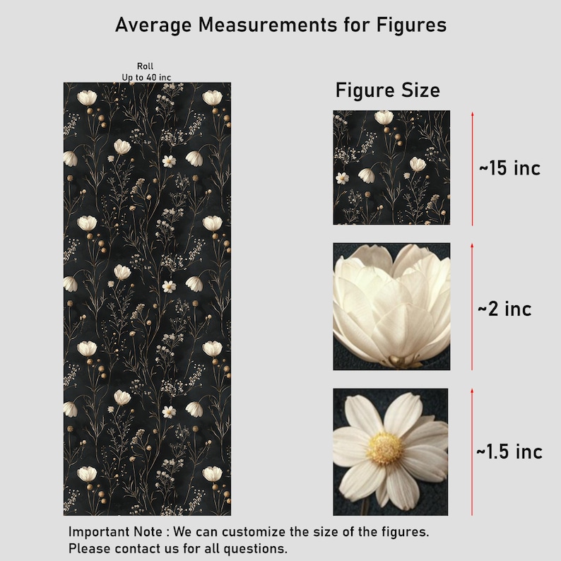 Luxury Dark Wallpaper, Removable Peel and Stick Wallpaper, Dark Moody Floral Wallpaper, Daisy Floral Wallpaper, Elegant Black Wallpaper, DIY image 8