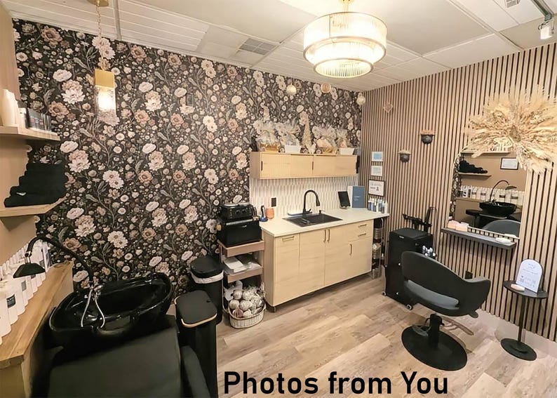 Dark Floral Wallpaper: Vintage Botanical Wall Mural, Cottagecore Decor, Dahlia Wallpaper image 8