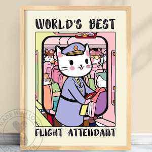 Flight attendant Poster, World&#39;s best Flight attendant Print, Funny Gifts, Flight attendant gift, Funny Prints, Gift for Stewardess  #WBFLAT
