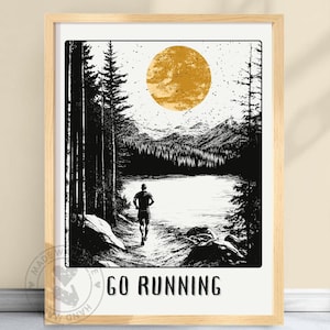Running Poster: Black, White & Gold Art - Motivation Artwork
