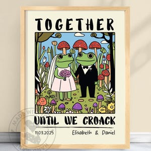 Personalised Couple Illustration – Anniversary, Engagement, or Valentine’s Gift, Cute Retro Aesthetic Wall Decor, Unique Art Print, #CROACK