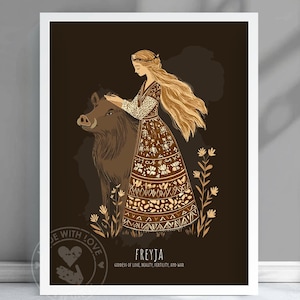 Freyja Goddess Poster, Freyja Nordic Goddess, Freyja Goddess, Norse Mythology, Ancient Nordic Art, goddess of love, beauty and war - #FREYJA