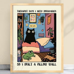 Setting Boundaries Print – Cute Cat Poster, Mental Health Art, Boundaries Quotes, Personal Space Art, Boundaries and Relationships,  #BOUND