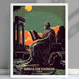 Seneca the Younger Philosopher Print - Philosophy Poster, Stoicism Wall Art, Greek Philosopher, Stoic Philosophy, Seneca - #SENECA