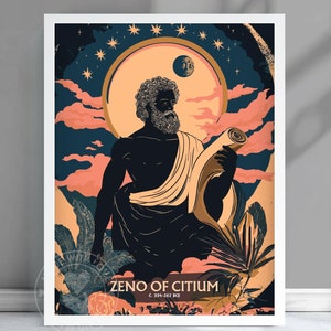 Impressão do filósofo Zenão de Cítio - Pôster de filosofia, Arte de parede do estoicismo, Filósofo grego, Filosofia estóica, Zenão de Cítio - #ZENO