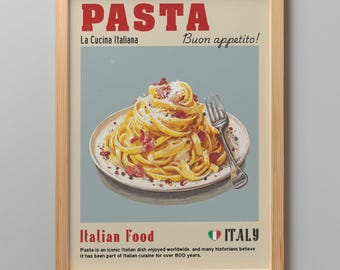 Tagliatelle Pasta Food Poster: Italian Food Kitchen Print