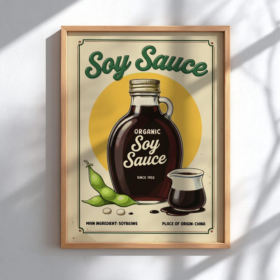 Soy Sauce Poster - Wall Art, Asian Condiment Print, Kitchen Decor ...