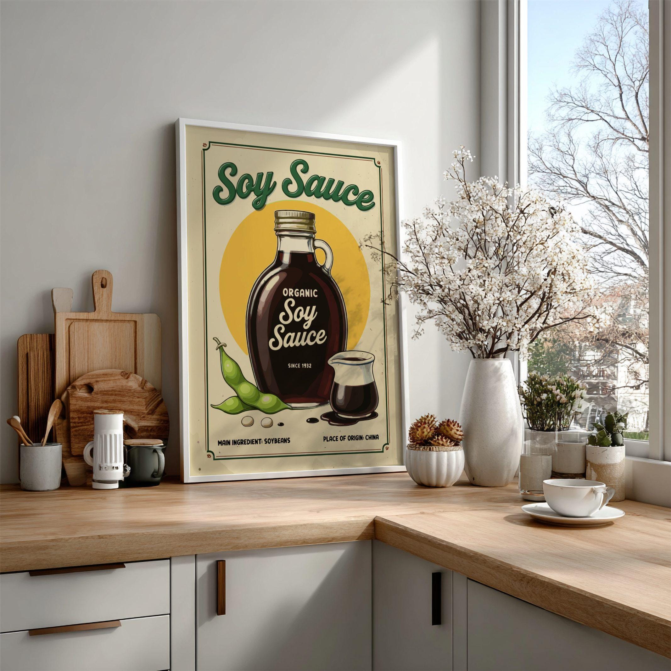 Soy Sauce Poster - Wall Art, Asian Condiment Print, Kitchen Decor ...